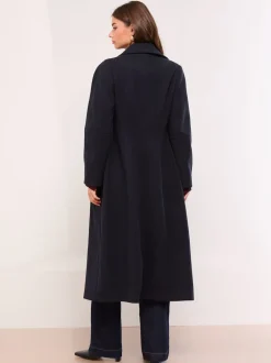 Lipsy Navy Single Breasted Ovoid Sleeve Longline Coat