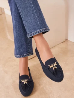 Lipsy Navy Standard Fit Almond Toe Tassel Workwear Loafers