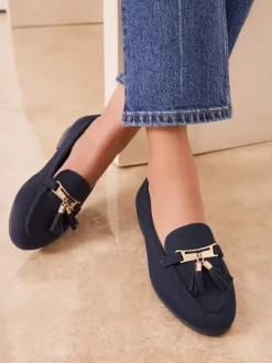 Lipsy Navy Standard Fit Almond Toe Tassel Workwear Loafers