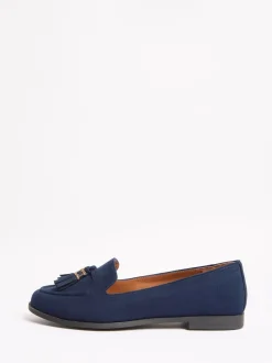 Lipsy Navy Wide Fit Flat Slim Sole Tassel Loafers