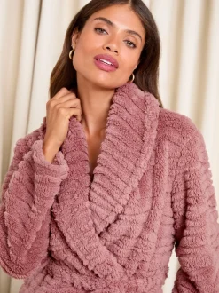 Lipsy Pink Cosy Textured Midi Dressing Gown