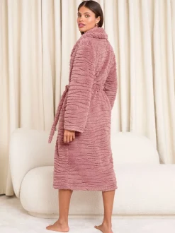 Lipsy Pink Cosy Textured Midi Dressing Gown