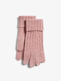 Lipsy Pink Shimmer Ribbed Knitted Gloves