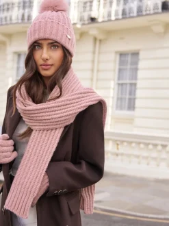 Lipsy Pink Shimmer Ribbed Scarf