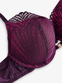 Lipsy Pink/Purple Geo Lace Triple Boost Bra