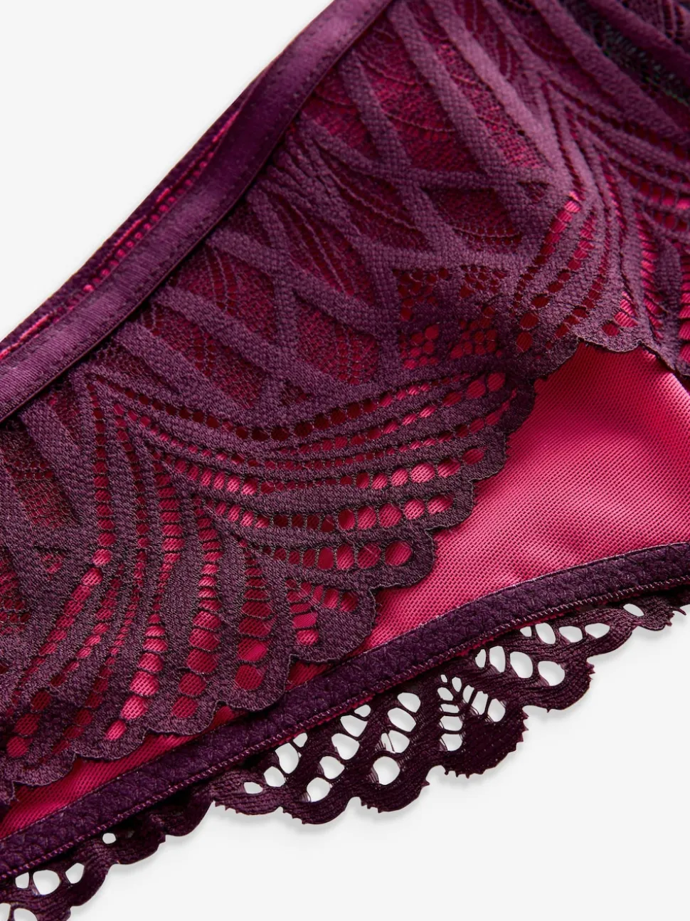 Lipsy Pink/Purple Thong Geo Lace Knickers