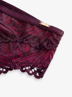 Lipsy Pink/Purple Thong Geo Lace Knickers