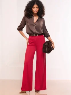 Lipsy Red High Waist Wide Leg Trousers