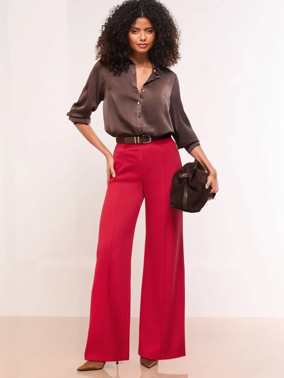 Lipsy Red High Waist Wide Leg Trousers