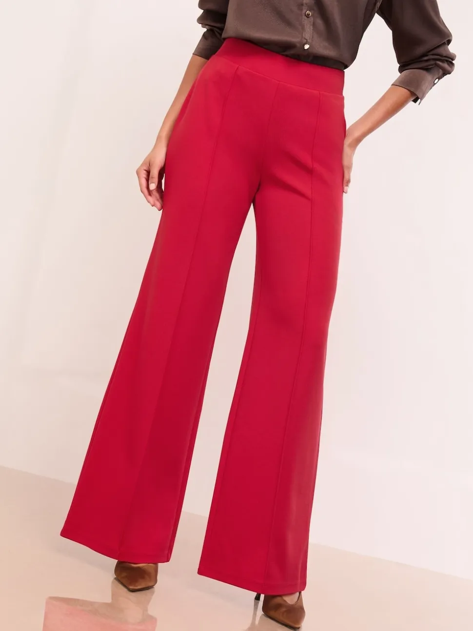 Lipsy Red Petite High Waist Wide Leg Trousers
