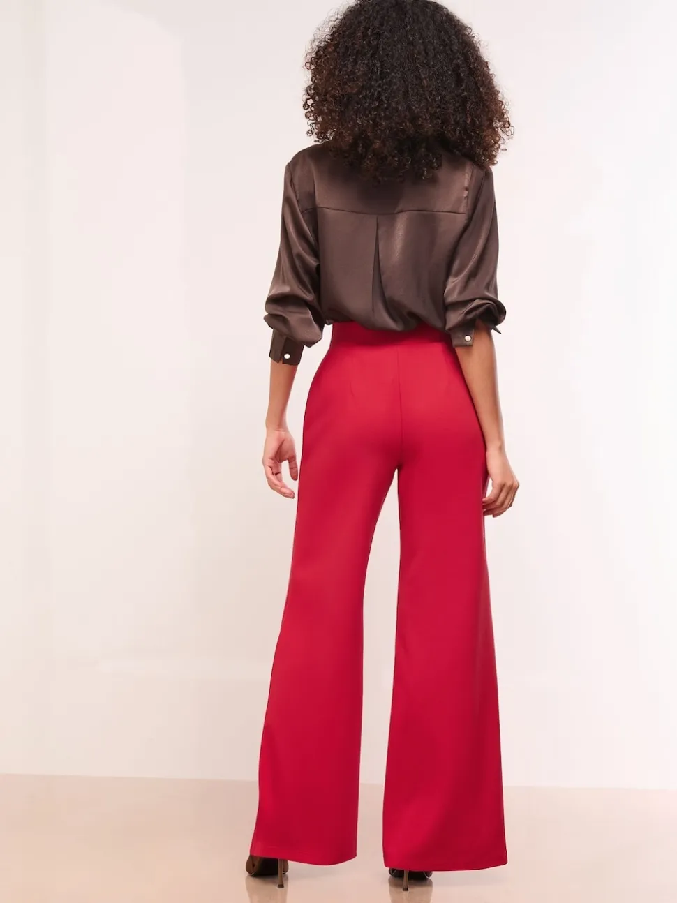 Lipsy Red Petite High Waist Wide Leg Trousers