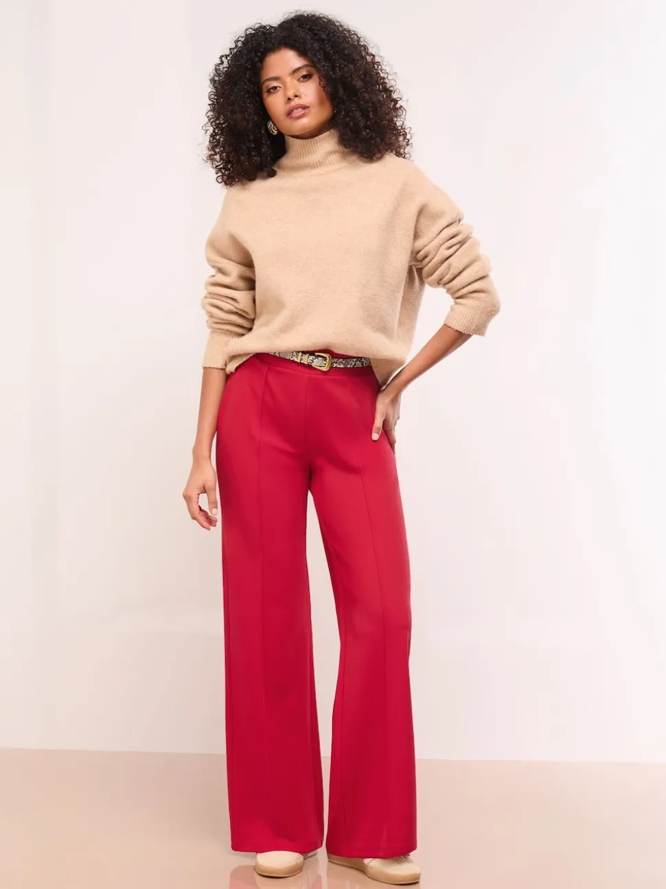 Lipsy Red Petite High Waist Wide Leg Trousers