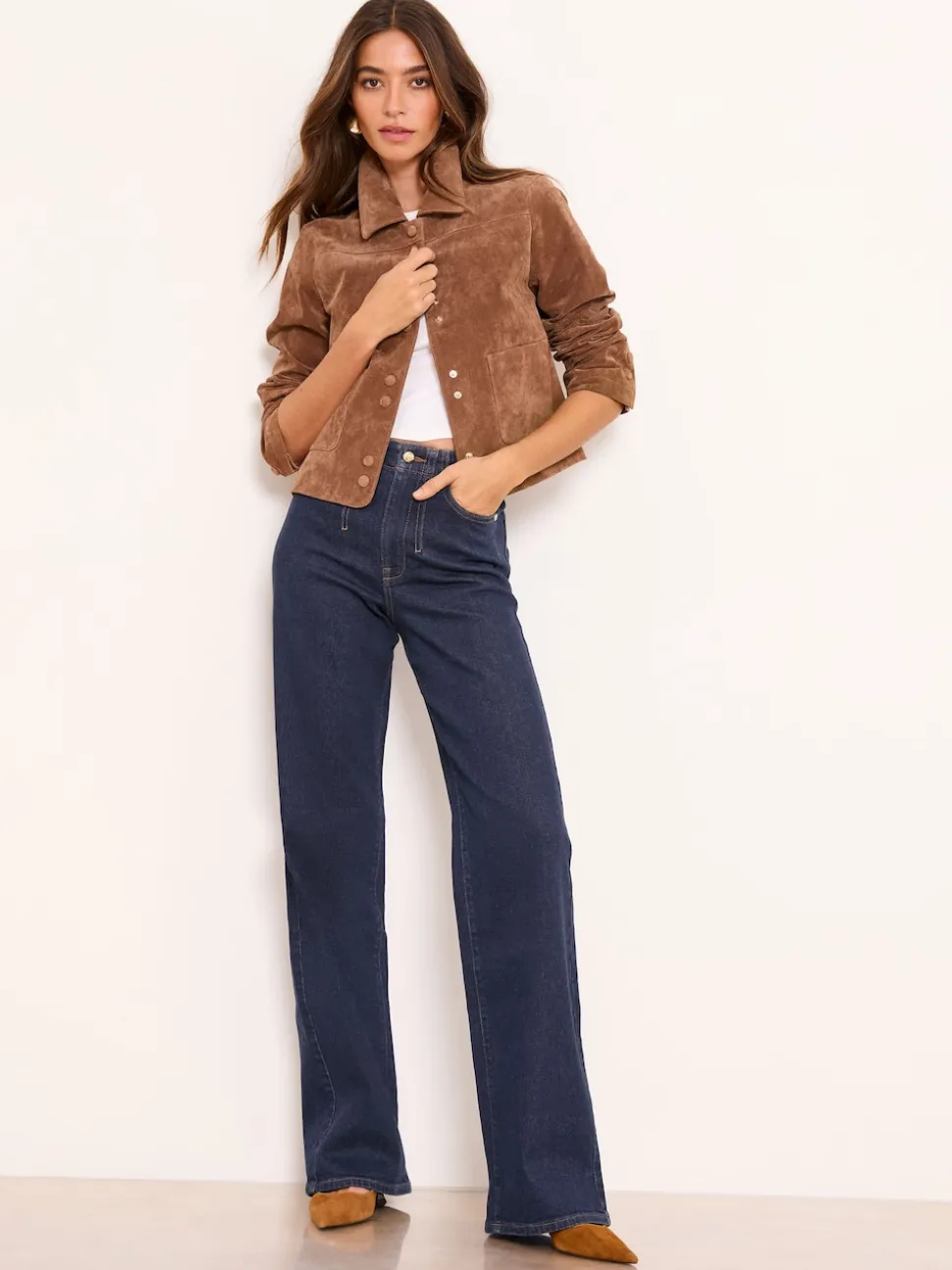 Lipsy Rinse Wash Tailored Seam Detail Wide Leg Jeans