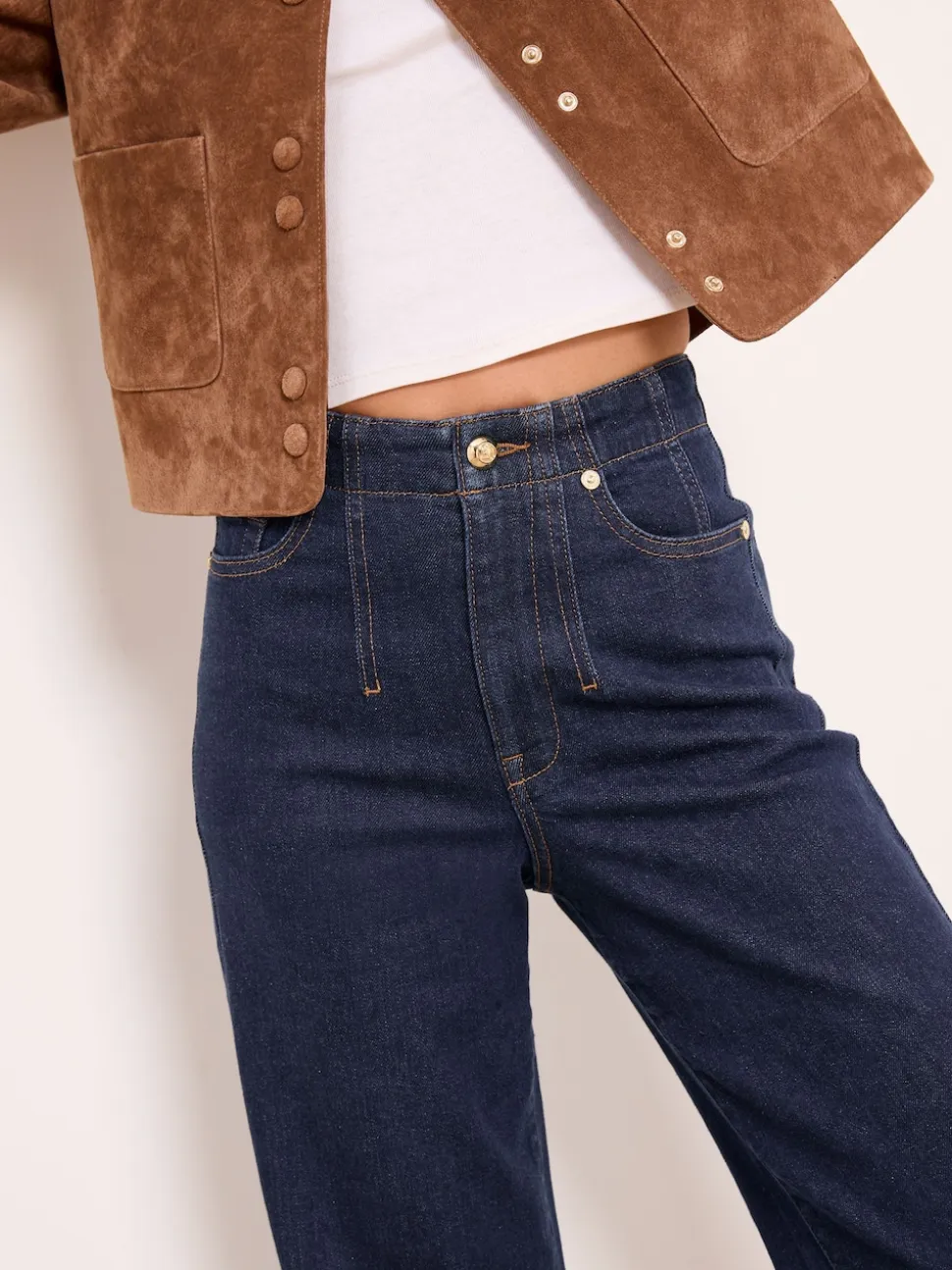 Lipsy Rinse Wash Tailored Seam Detail Wide Leg Jeans