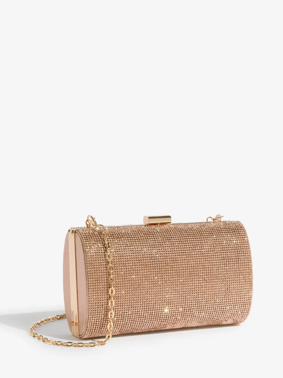 Lipsy Rose Gold Embellished Box Clutch Bag