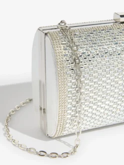 Lipsy Silver Embellished Box Clutch Bag