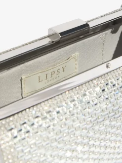 Lipsy Silver Embellished Box Clutch Bag