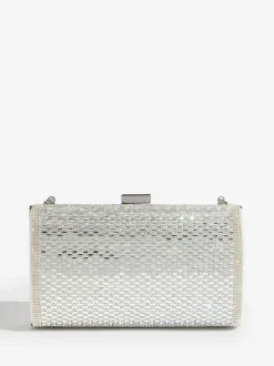 Lipsy Silver Embellished Box Clutch Bag