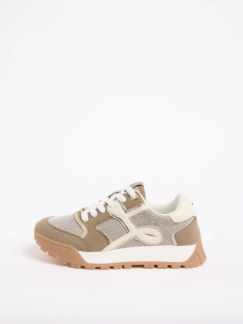 Lipsy Taupe Lace Up Chunky Runner Sports Trainers