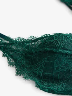 Lipsy Teal Lace Low Plunge Thong Bodysuit