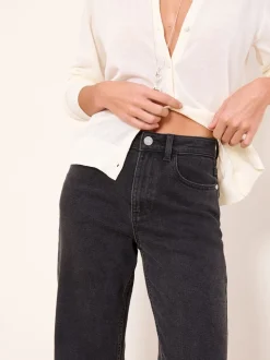 Lipsy Washed Black Wide Leg Jeans