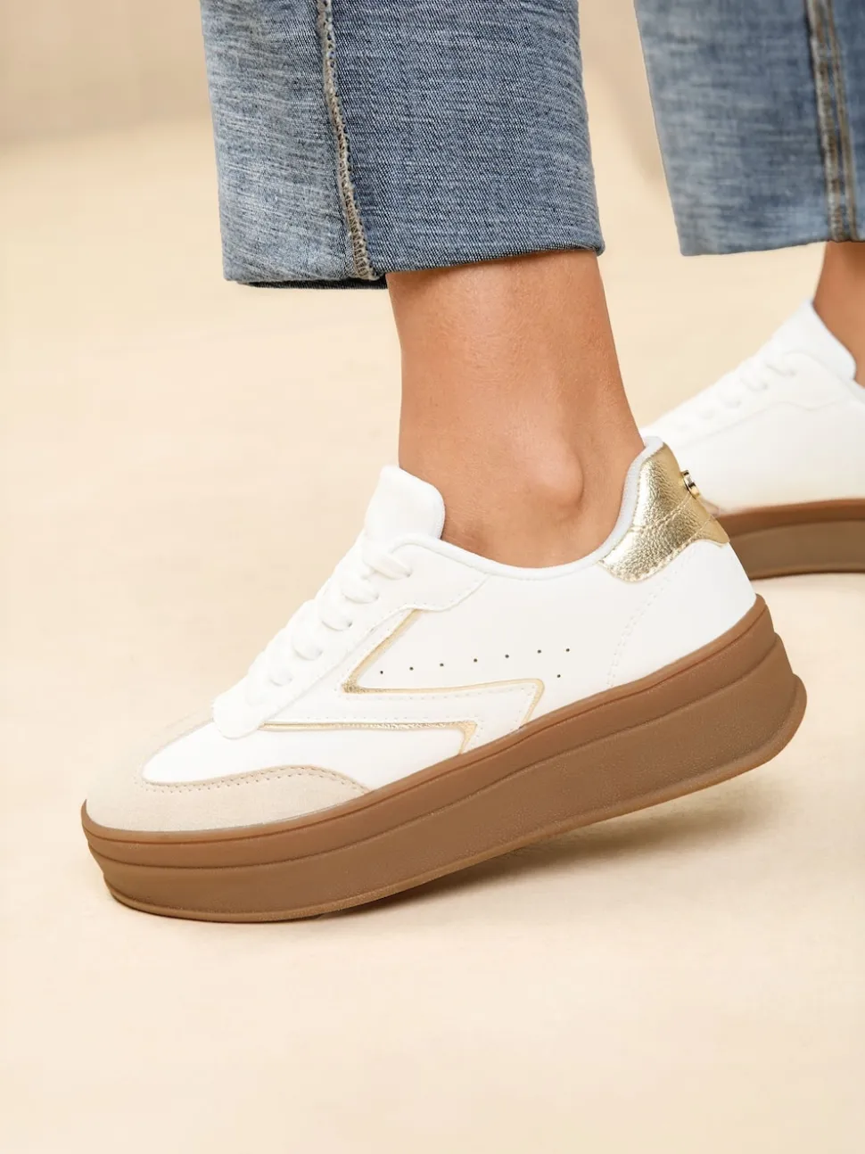 Lipsy White Faux Suede Chunky Platform Sports Trainer