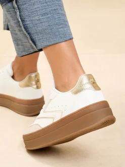 Lipsy White Faux Suede Chunky Platform Sports Trainer