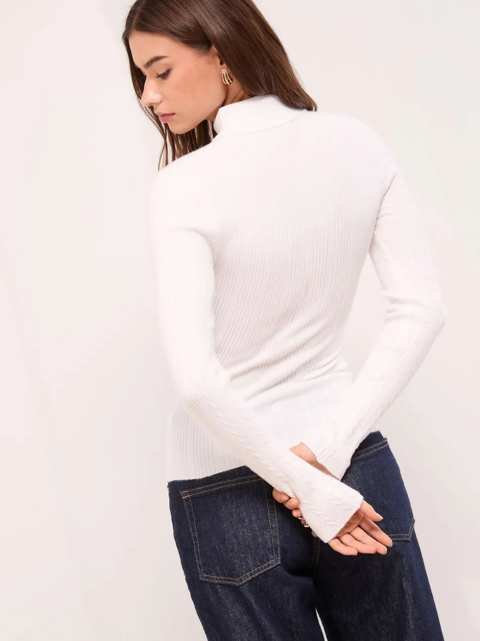 Lipsy White Knitted Roll Neck Jumper