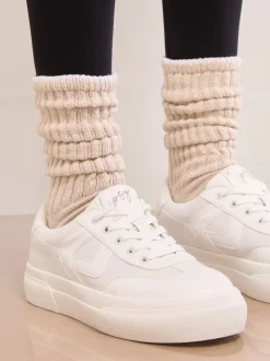 Lipsy White Standard Fit Chunky Canvas Lace Up Sports Trainers