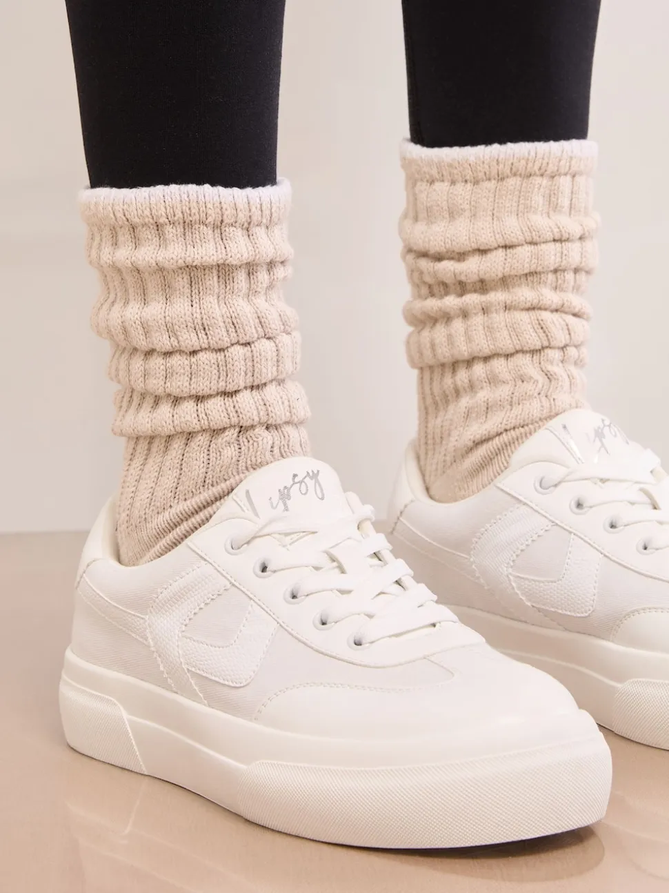 Lipsy White Wide Fit Chunky Canvas Lace Up Sports Trainers