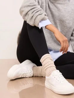 Lipsy White Wide Fit Chunky Canvas Lace Up Sports Trainers