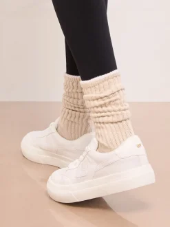Lipsy White Wide Fit Chunky Canvas Lace Up Sports Trainers
