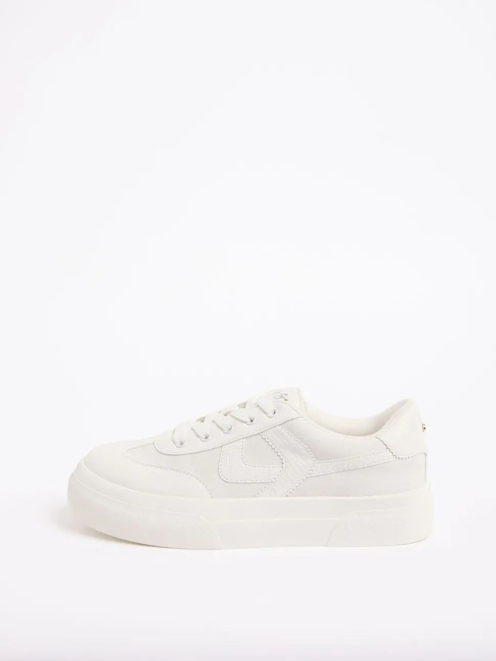 Lipsy White Wide Fit Chunky Canvas Lace Up Sports Trainers