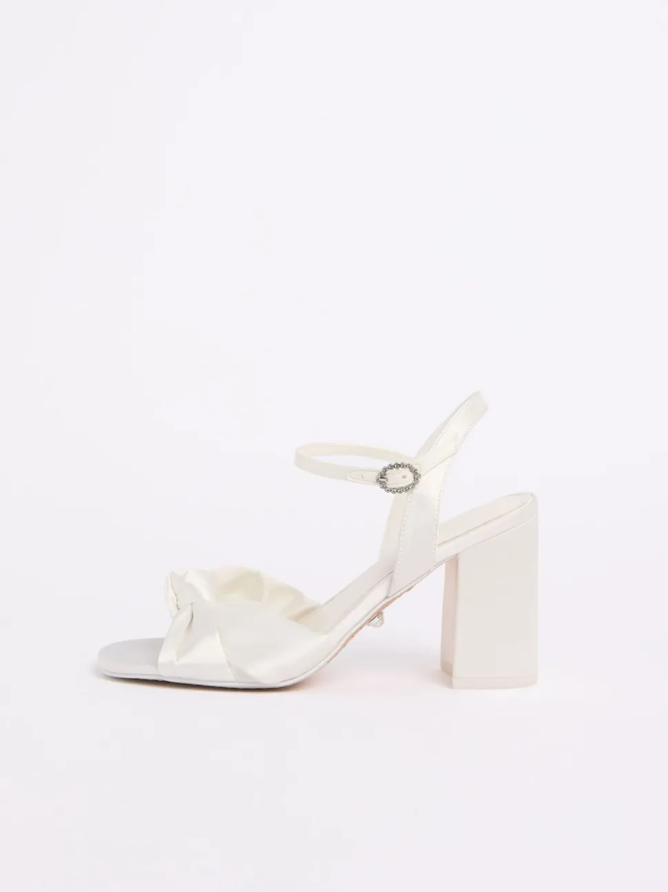 Lipsy White Wide Fit Knot Block Platform Bridal Mid Heel Wedding Sandals