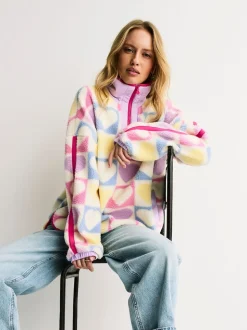 Little Bird by Jools Oliver Multi Heart Colourblock Borg Fleece