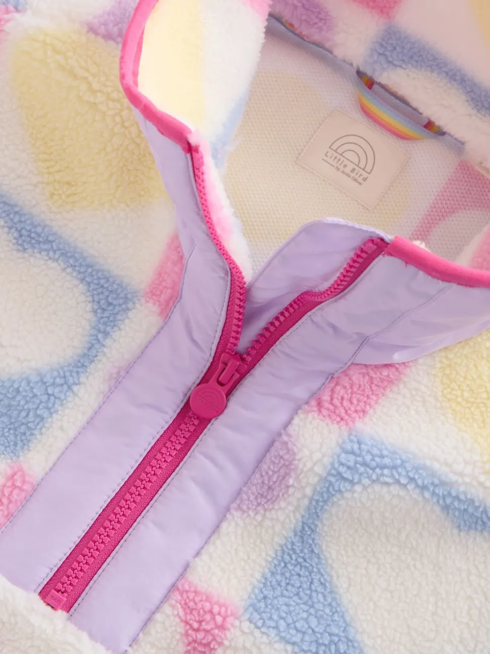 Little Bird by Jools Oliver Multi Heart Colourblock Borg Fleece