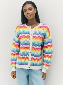 Little Bird by Jools Oliver Multi Pastel Wavy Stripe Knitted Cardigan