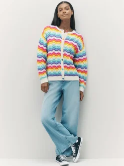 Little Bird by Jools Oliver Multi Pastel Wavy Stripe Knitted Cardigan
