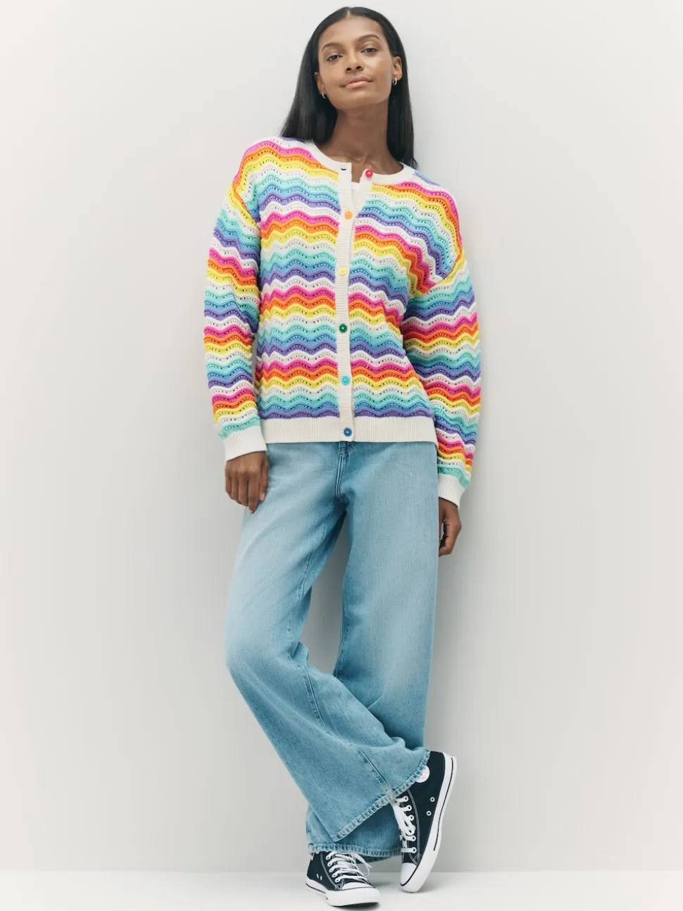 Little Bird by Jools Oliver Multi Pastel Wavy Stripe Knitted Cardigan