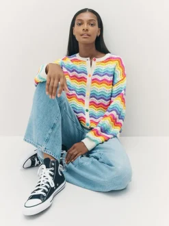 Little Bird by Jools Oliver Multi Pastel Wavy Stripe Knitted Cardigan