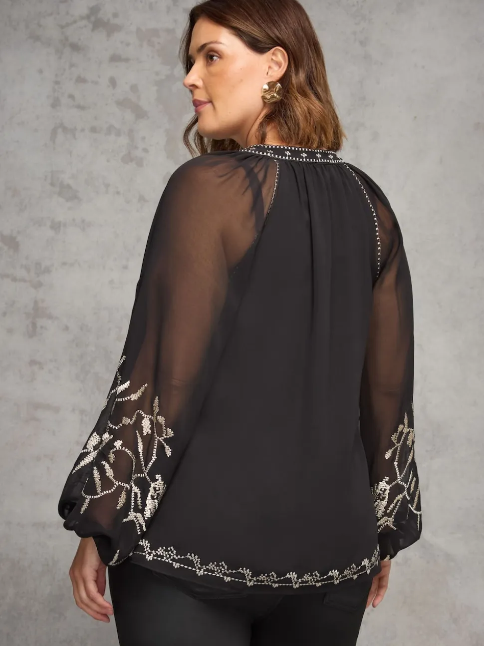 Live Unlimited Black Blouse with Gold Embellishment