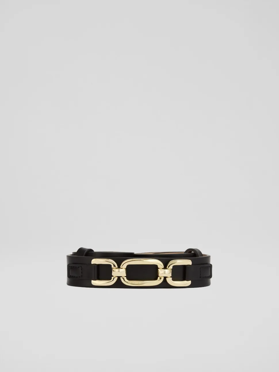 LK Bennett Black Frankie Leather Oloid Snaffle Belt