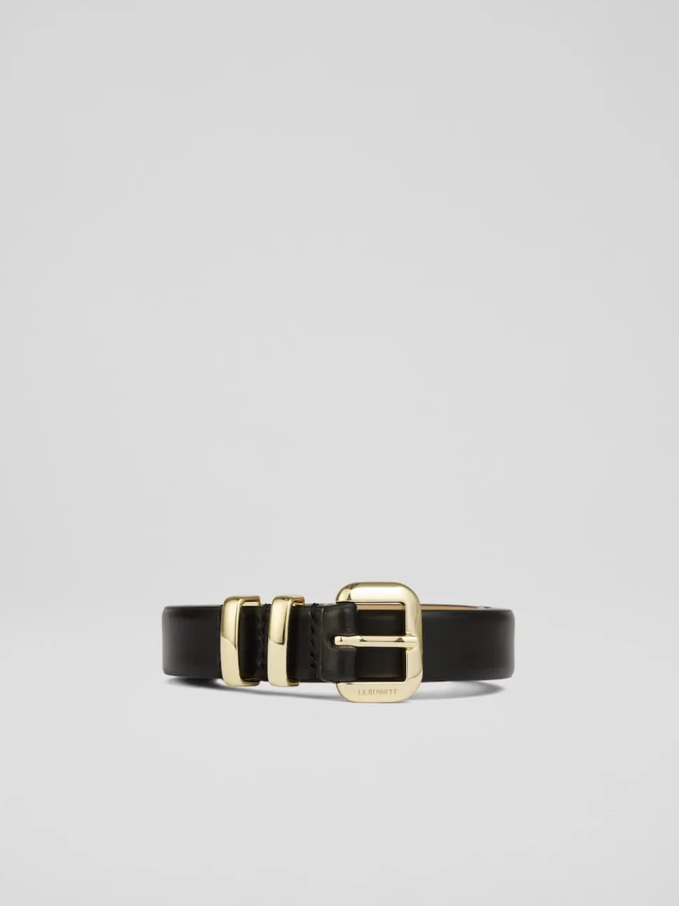 LK Bennett Black Jodie Leather Oloid Buckle Belt