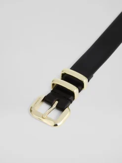 LK Bennett Black Jodie Leather Oloid Buckle Belt