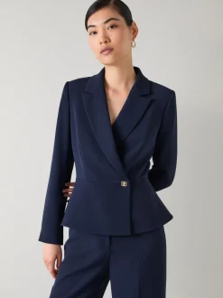 LK Bennett Blue Audrey Spring Peplum Waisted Jacket