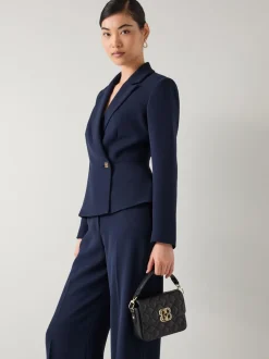 LK Bennett Blue Audrey Spring Peplum Waisted Jacket