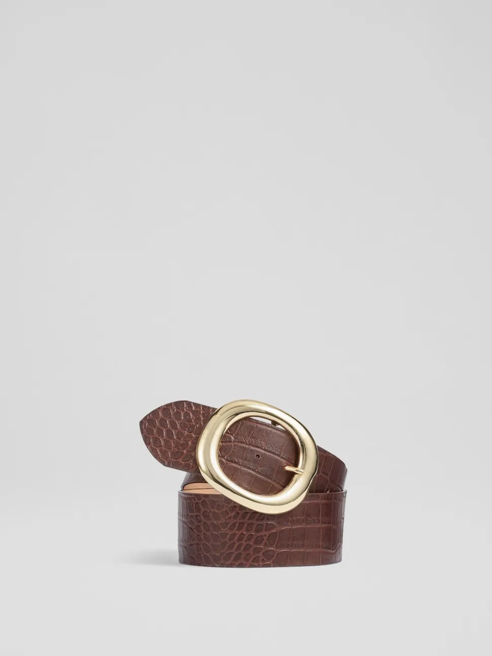 LK Bennett Brown Croc Effect Bromley Leather Belt