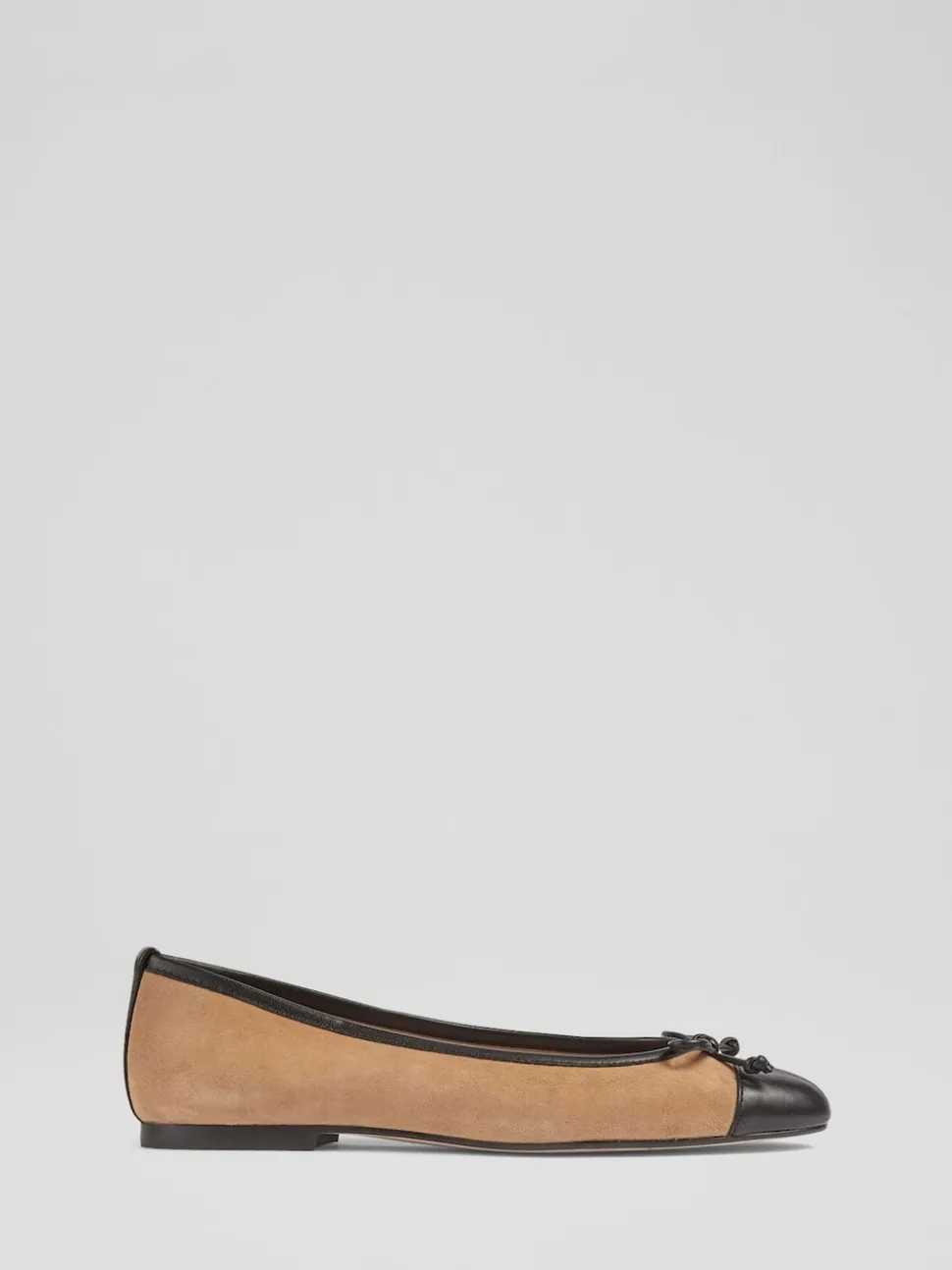 LK Bennett Natural Leather And Patent Kara Toe Cap Ballerinas