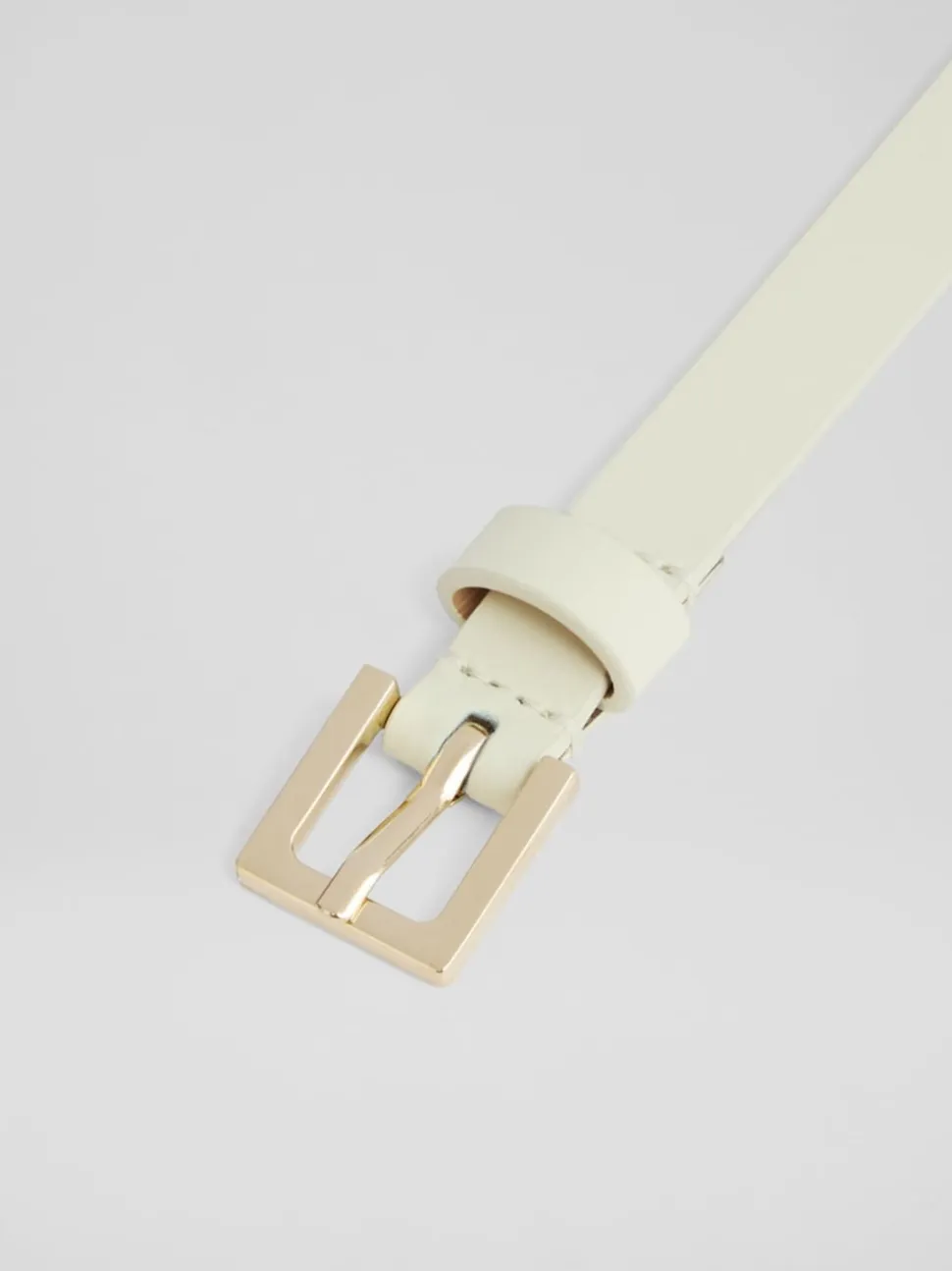 LK Bennett White Clover Leather Square Buckle Belt