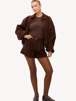 LOAVIES Embraced By Nature High Waisted Tailored Brown Shorts